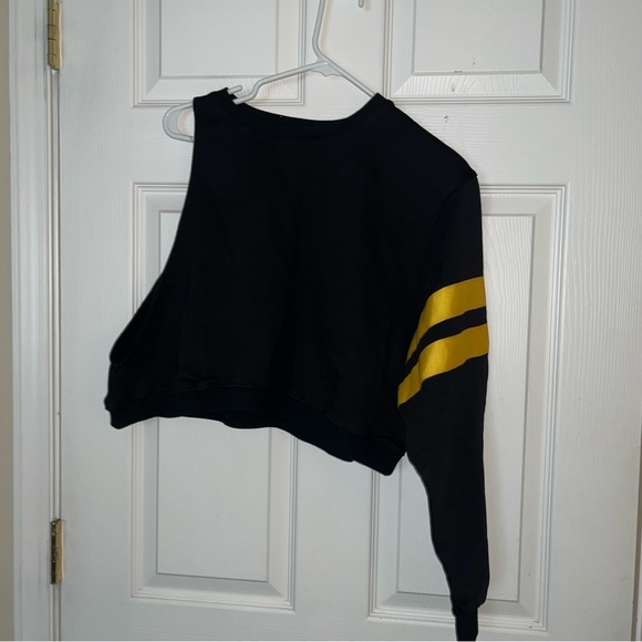LF Black Yellow Sleeveless Oversized Cropped Sweatshirt Small - Picture 9 of 12